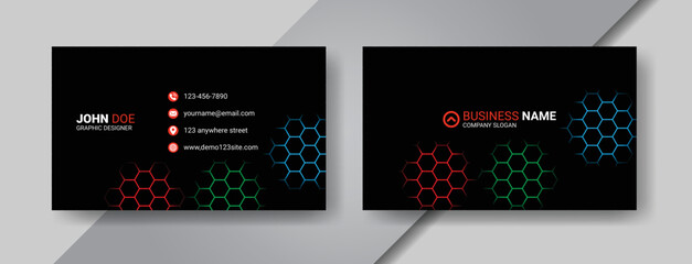 RGB color corporate and creative modern business card design template, creative visiting card