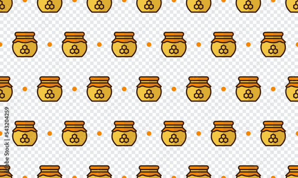 Poster honey jar pattern with cartoon honey jars. seamless honey jar background. summer and spring seamless