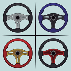 Steering wheels pack for sport, tuned and race cars. 4 different styles.