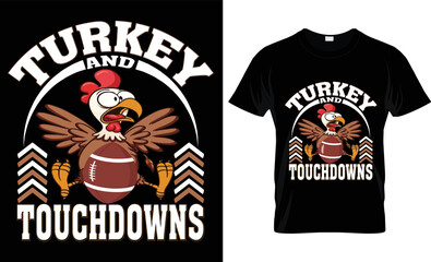 turkey and touchdowns t-shirt design. 