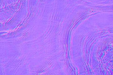 Purple transparent holographic water surface texture with ripples, splashes. Abstract anaglyph 3d...