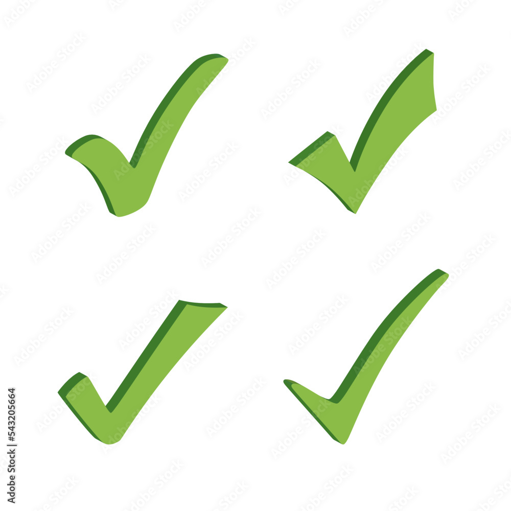 Poster 3d green check marks in different variants.