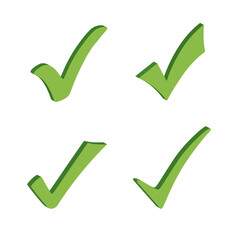 3D green check marks in different variants.
