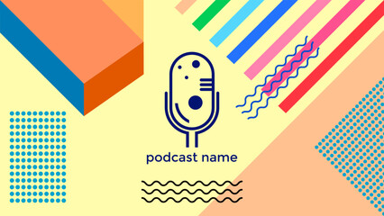 ABSTRACT TEMPLATE PODCAST MICROPHONE FLAT COLOR LIQUID DESIGN BACKGROUND VECTOR. GOOD FOR COVER DESIGN, BANNER, WEB,SOCIAL MEDIA