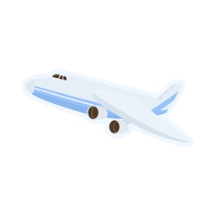 Airplane sticker cartoon illustration. Air shipping and delivery service with airplane. Logistics, air delivery, transportation concept