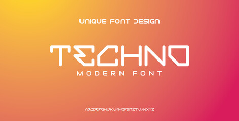 Typography technology electronic digital music future creative font. Abstract minimal modern alphabet fonts. Vector illustration