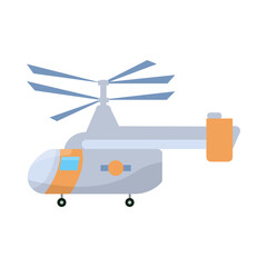 Small civil helicopter for transportation cartoon illustration. Colorful steel vehicle on white background. Aviation, air transportation, flight concept