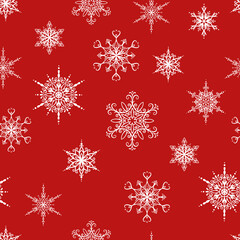 Beautiful hand drawn snowflakes seamless pattern, fragile winter background, great for textiles, banners, wallpaper, wrapping - vector design