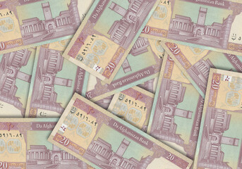 Paper money from  Afghanistan. Afghan afghani. Close up banknotes from  Afghanistan.  Afghan currency 3D render