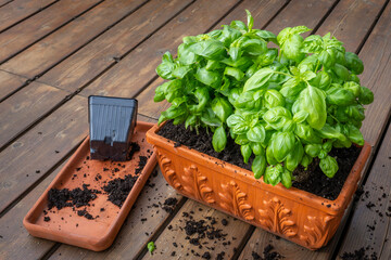 Planting basil for winter indoor growing.