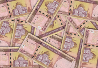 Paper money from  Afghanistan. Afghan afghani. Close up banknotes from  Afghanistan.  Afghan currency 3D render