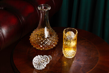 crystal decanter and whiskey glass