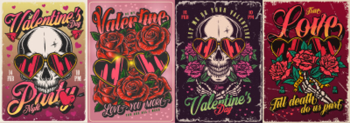 Valentine day set flyers colorful