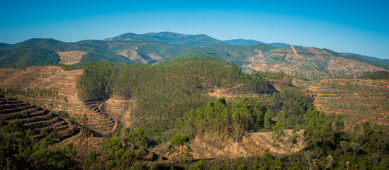 Mountain landscape view over the Algarve in Portugal on the N267 road in the vincinity of Alferce