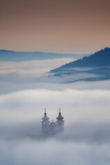 Unesco calvary in Banska Stiavnica in autumn, Slovakia.