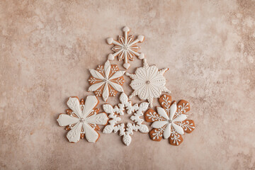 Homemade gingerbread snowflakes.