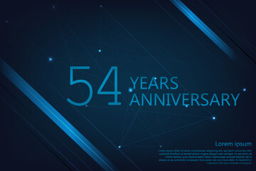54 years anniversary geometric banner. Poster template for celebrating anniversary event party. Vector illustration