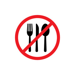 No eating sign isolated on white background. Vector illustration
