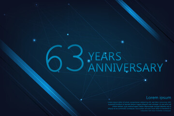 63 years anniversary geometric banner. Poster template for celebrating anniversary event party. Vector illustration