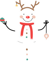Christmas snowman with ornaments