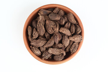 Black cardamom Dry cardamom spice. Cardamom seeds 