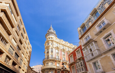 Streets in Historic City in Downtown Cartagena, Spain. - obrazy, fototapety, plakaty