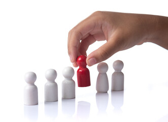 Choice of an employee leader from the crowd , human resources and management concept.