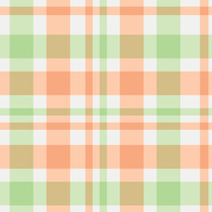 Pastel Vector background of textile ornament. green and orange Plaid Pattern seamless pattern, tartan, wallpaper, gingham, check, abstract, tablecloth, blanket. Flat fabric design.