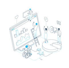 Data analysis line design style isometric illustration