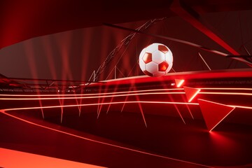 Fototapeta premium football balls object, sport ball design, football element concept, 3d illustration, abstract football technology, smartphone mobile screen, green grass field, online sport live, casino sport business