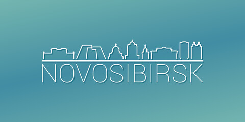 Novosibirsk, Novosibirsk Oblast, Russia Skyline Linear Design. Flat City Illustration Minimal Clip Art. Background Gradient Travel Vector Icon.