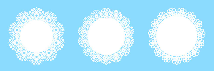 白くて丸いレースのフレームのセット