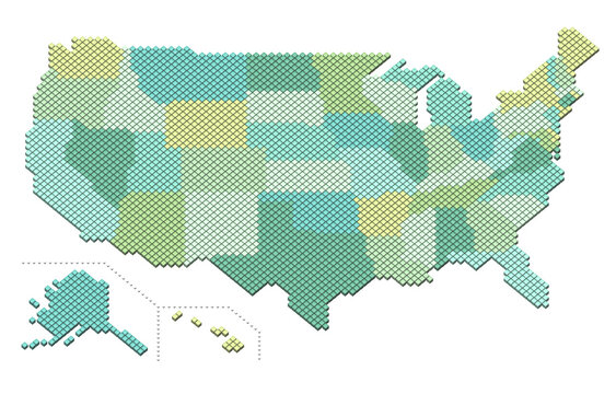 3D U.S. Map In Dot Cube