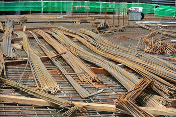 SELANGOR, MALAYSIA -MAY 13, 2016: Hot rolled deformed steel bars or steel reinforcement bar used at...