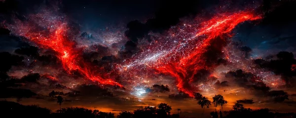 Selbstklebende Fototapeten Roter Himmel © Nopparat
