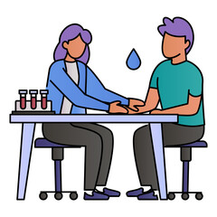 Blood Sample Collection Concept, Medical lab technician Vector Color Icon Design, Medical and Healthcare Scene Symbol, Diseases Diagnostics Sign, Doctors and Patients Characters Stock Illustration