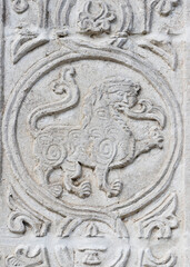 Fototapeta na wymiar White stone carving St. George cathedral Yuriev-Polsky, Russia
