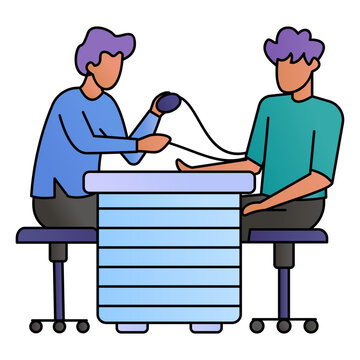 Physician checking blood Pressure Concept Vector Color Icon Design, Medical and Healthcare Scene Symbol, Diseases Diagnostics Sign, Doctors and Patients Characters Stock Illustration