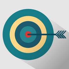 target arrow color icon in flat style, vector