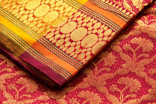 Indian silk sari close up. Background