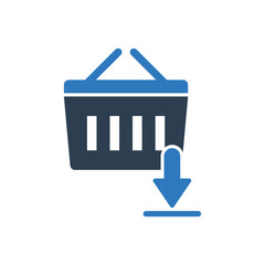 Basket download icon - buy shopping sign symbol