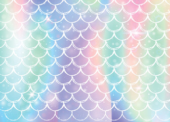 Kawaii mermaid background with princess rainbow scales pattern.