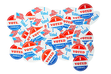 Background created from many election voting stickers or badges