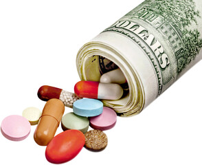 Currency medicine pill pill bottle dollar concepts aspirin