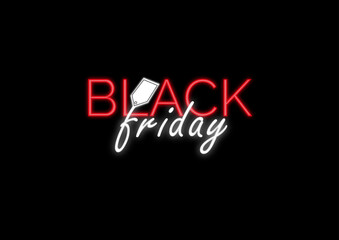 neon sign black friday with tag