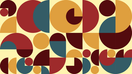 Abstract background geometry minimalistic design in Bauhaus style. Vector pattern with autumn colors. ready to use for textile, cloth, wrap and other.