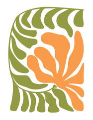 Floral Matisse poster. Floral art print. Abstract flowers composition. Henri Matisse plant design. Botanical abstract decorative element. Flowers gallery art Vector illustration. Contemporary plant