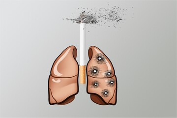 smoking concept with sick lungs and cigarette