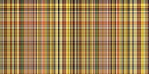 Woodland brown tartan seamless border textile. Tonal autumnal forest plaid with organic texture. banner of orange stripe for rough washi tape.