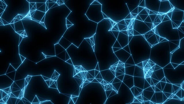 Seamless loop abstract neon background. Dynamic wave with many dots web